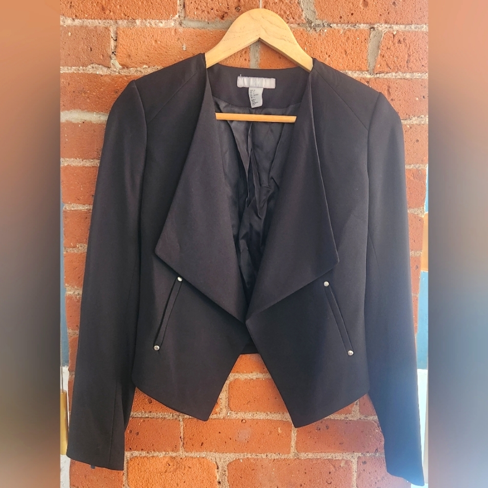 💜 Cropped Blazer Draped Open Front size 4 H&M